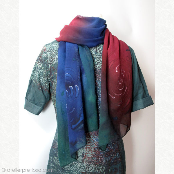 Sjaal rood-blauw 8