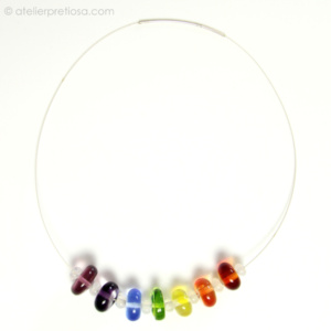 Ketting met handgemaakte glazen kralen regenboog - Afbeelding 4