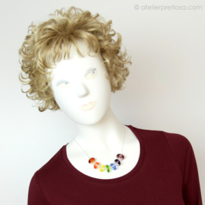 Ketting met handgemaakte glazen kralen regenboog - Afbeelding 2