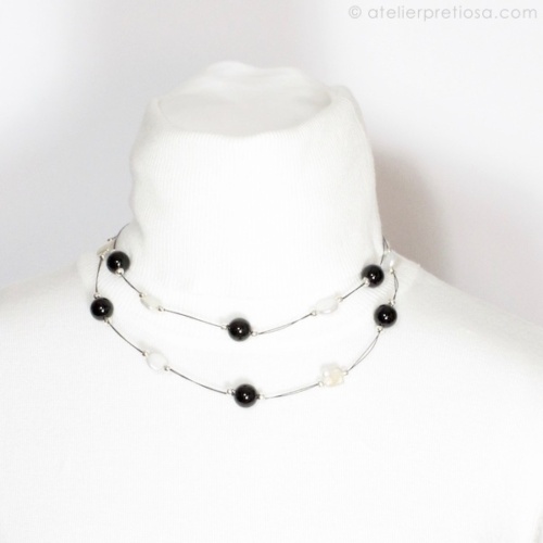 Ketting met onyx en parels