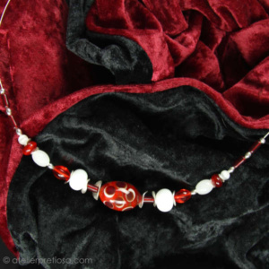 Ketting met rood-wit glas - Afbeelding 4