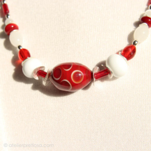 Ketting met rood-wit glas - Afbeelding 2