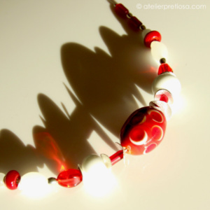 Ketting met rood-wit glas - Afbeelding 7