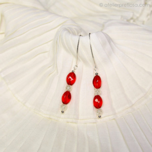 Oorbellen in rood en zilver - Afbeelding 4