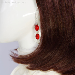 Oorbellen in rood en zilver - Afbeelding 6