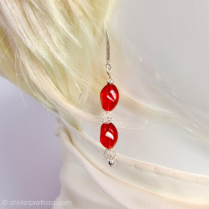 Oorbellen in rood en zilver - Afbeelding 3