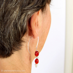 Oorbellen in rood en zilver - Afbeelding 2