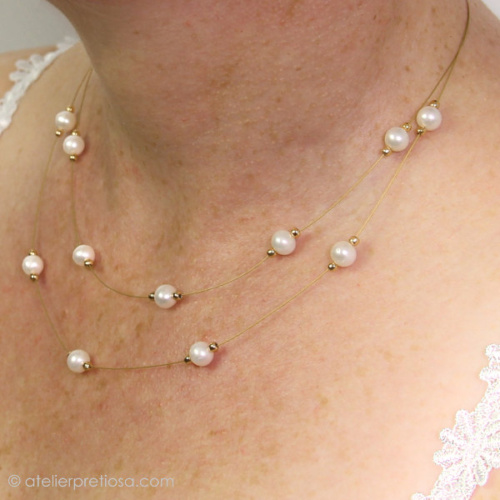 Ketting verguld met witte parels