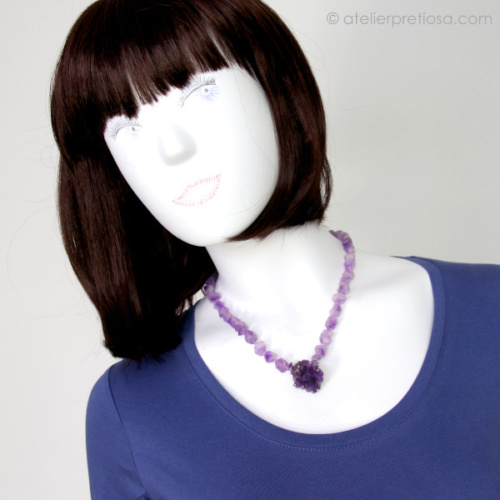 Ketting van ruwe amethyst
